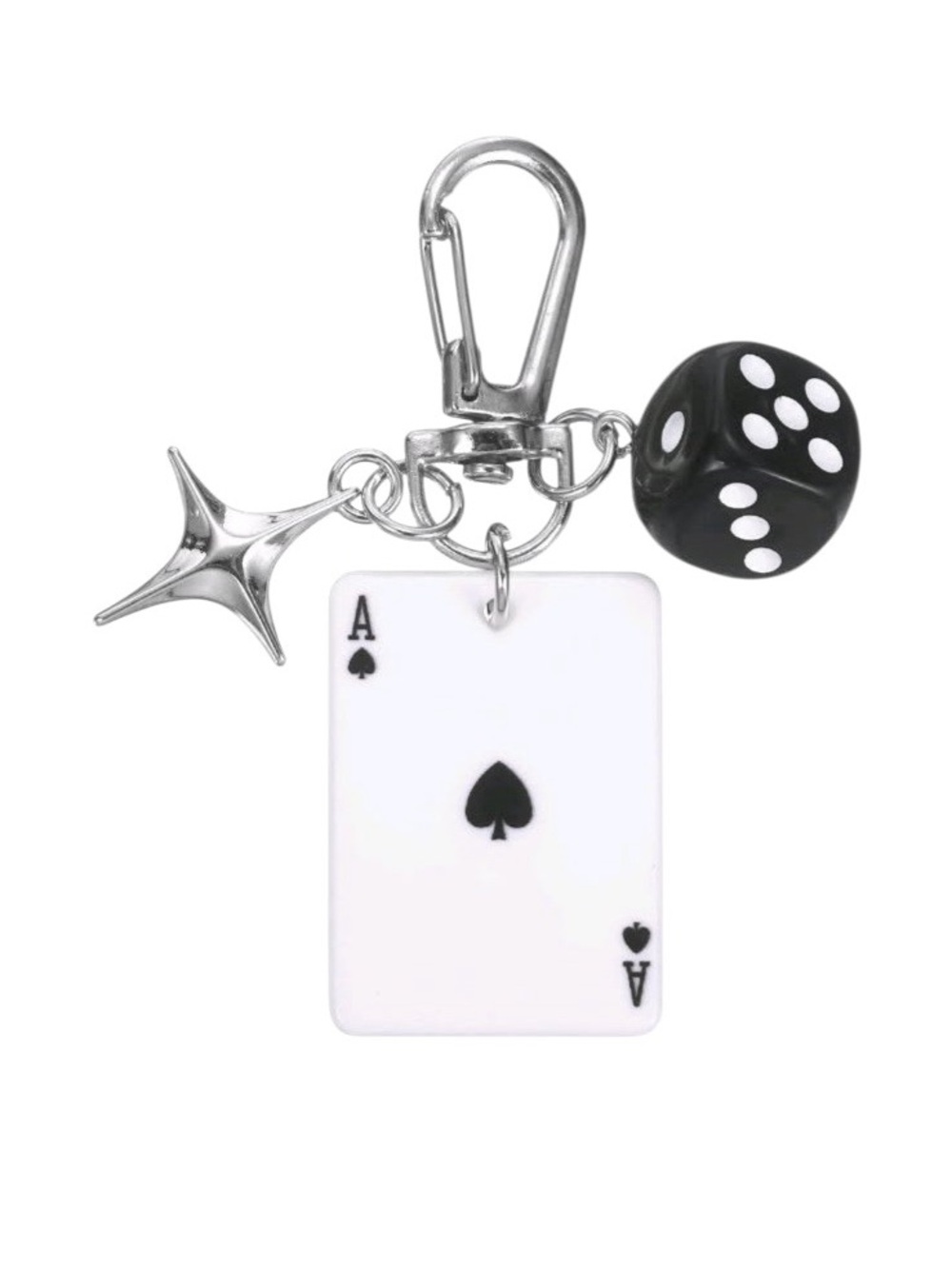 Silver Dice Card Keychain